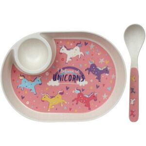 Lesser & Pavey Childrens Bamboo Eco Friendly Egg Plate & Spoon Kids Set - Unicorn Lesser & Pavey Childrens Bamboo Eco Friendly Egg Plate & Spoon Kids Set - Unicorn