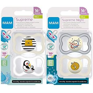 MAM Supreme Dental Dummy 16 Months Plus, Pack of 4 for 16 +, Thin Teat - Orthodo MAM Supreme Dental Dummy 16 Months Plus, Pack of 4 for 16 +, Thin Teat - Orthodo