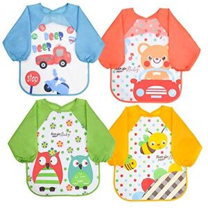 Vicloon Baby Bibs with Sleeves - Waterproof Long Sleeve Bibs - 4 Pcs Vicloon Baby Bibs with Sleeves - Waterproof Long Sleeve Bibs - 4 Pcs