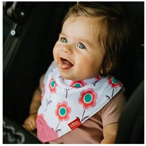 Nuby Reversible 2 Piece Teething Bib, Pink Flower, Aqua Butterfly, 3 mo + Nuby Reversible 2 Piece Teething Bib, Pink Flower, Aqua Butterfly, 3 mo +