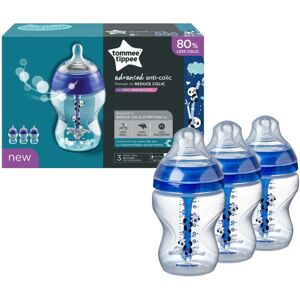 Tommee Tippee Baby Bottles 260ml Advanced Anti-Colic Blue Pack of 3 Tommee Tippee Baby Bottles 260ml Advanced Anti-Colic Blue Pack of 3