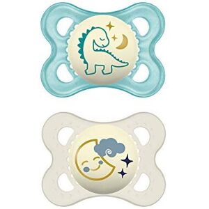 MAM Night Glow in the Dark Silicone Pacifier, Blue, 2-Count MAM Night Glow in the Dark Silicone Pacifier, Blue, 2-Count