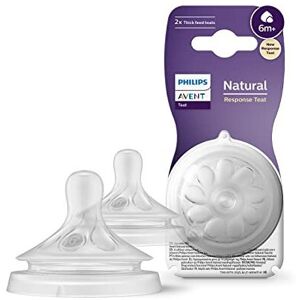 Philips Avent Natural Response Bottle Teat SCY966/02 - 2x Flow 6 Teats for 6+ Mo Philips Avent Natural Response Bottle Teat SCY966/02 - 2x Flow 6 Teats for 6+ Mo