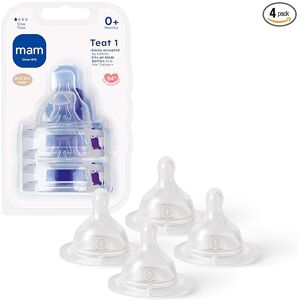 MAM Teats Size 1 Suitable for Newborns Slow Flow SkinSoft Silicone Teats for Bab MAM Teats Size 1 Suitable for Newborns Slow Flow SkinSoft Silicone Teats for Bab