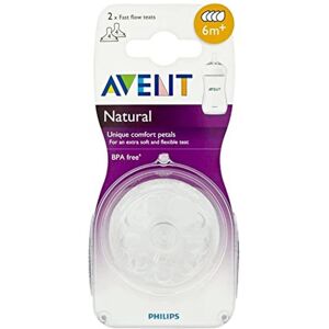 Philips Avent Natural Teat for 6 Months and Above (Transparent), Pack of 2 Teats Philips Avent Natural Teat for 6 Months and Above (Transparent), Pack of 2 Teats