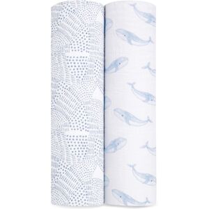 Aden + Anais oceanic Swaddle Blanket - Pack of 2 Large 100% Breathable Organic Muslin Cotto Aden + Anais oceanic Swaddle Blanket - Pack of 2 Large 100% Breathable Organic Muslin Cotto