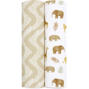 Aden + Anais tanzania Swaddle Blanket - Pack of 2 Large 100% Breathable Muslin Cotton Wrap S Aden + Anais tanzania Swaddle Blanket - Pack of 2 Large 100% Breathable Muslin Cotton Wrap S