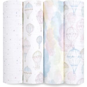 Aden + Anais above the clouds Swaddle Blanket - Pack of 4 Large 100% Breathable Organic Mus Aden + Anais above the clouds Swaddle Blanket - Pack of 4 Large 100% Breathable Organic Mus