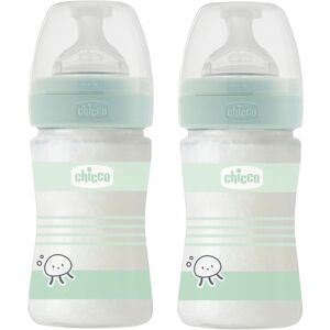 Chicco Glass Baby Bottle 150 ml, Pack of 2, Superior Glass, Perfect-5 Silicone Teats 0 Chicco Glass Baby Bottle 150 ml, Pack of 2, Superior Glass, Perfect-5 Silicone Teats 0