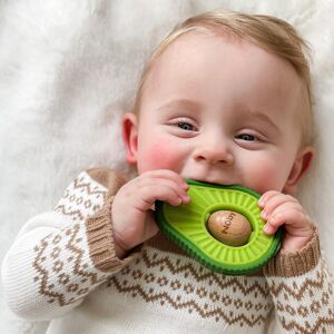 Nuby Silicone Avocado Teether with Spinning Wood Seed- 3+ Months Nuby Silicone Avocado Teether with Spinning Wood Seed- 3+ Months