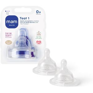 MAM Teats Size 1, Suitable for Newborns, Slow Flow SkinSoft Silicone Teats for B MAM Teats Size 1, Suitable for Newborns, Slow Flow SkinSoft Silicone Teats for B