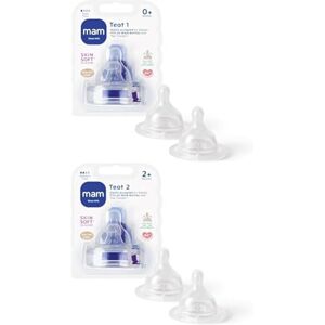 MAM Teats Size 1, Suitable Newborns, Slow Flow SkinSoft Silicone Teats Baby Bott MAM Teats Size 1, Suitable Newborns, Slow Flow SkinSoft Silicone Teats Baby Bott