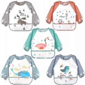 Unbranded (Closure-6-36 months, 5pcs-bird-Fox-Fla-Elk-Wh) 5 Pack Long Sleeve Baby Bibs, Wa Unbranded (Closure-6-36 months, 5pcs-bird-Fox-Fla-Elk-Wh) 5 Pack Long Sleeve Baby Bibs, Wa