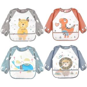 Unbranded (Closure-6-36 months, 4pcs-Bear-Dinosaur-Whale-Lion) 5 Pack Long Sleeve Baby Bib Unbranded (Closure-6-36 months, 4pcs-Bear-Dinosaur-Whale-Lion) 5 Pack Long Sleeve Baby Bib