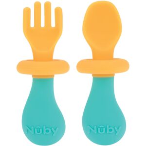 Nuby First Fork and Spoon Set - Utensils with Safety Guards for Babies 6+ Months Nuby First Fork and Spoon Set - Utensils with Safety Guards for Babies 6+ Months