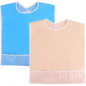 Unbranded 2 Pcs Waterproof Adult Bibs, Reusable Mealtime Protector, Dining Bibs with Crumb Unbranded 2 Pcs Waterproof Adult Bibs, Reusable Mealtime Protector, Dining Bibs with Crumb