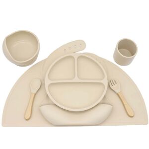Unbranded (Khaki, One size) Baby Silicone Bib Divided Dinner Plate Suction Bowl Spoon Fork Unbranded (Khaki, One size) Baby Silicone Bib Divided Dinner Plate Suction Bowl Spoon Fork