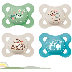 MAM SILICONE dummy 0-6 months, pack of 4 incl. 2 travel boxes MAM SILICONE dummy 0-6 months, pack of 4 incl. 2 travel boxes