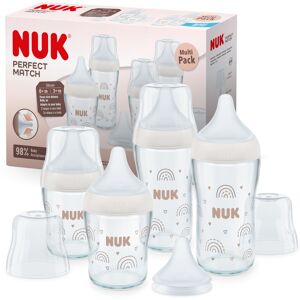 NUK Perfect Match Glass Baby Bottles Set 6+ Months Adapts to Baby's Palate NUK Perfect Match Glass Baby Bottles Set 6+ Months Adapts to Baby's Palate