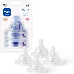MAM Teats Size 2 4 Pack Medium Flow Fits All MAM Bottles Suitable from 2 MAM Teats Size 2 4 Pack Medium Flow Fits All MAM Bottles Suitable from 2