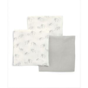 Mamas & Papas 3 Pack Large Cotton Muslin Squares, Elephant Mamas & Papas 3 Pack Large Cotton Muslin Squares, Elephant