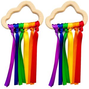 Unbranded 2Pcs Rainbow Wooden Ribbon Ring Toys Baby Teether Unbranded 2Pcs Rainbow Wooden Ribbon Ring Toys Baby Teether