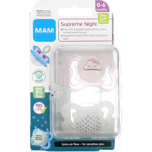 MAM, Supreme Night Pacifier, 0-6 Months, Pink/Clear, 2 Count MAM, Supreme Night Pacifier, 0-6 Months, Pink/Clear, 2 Count