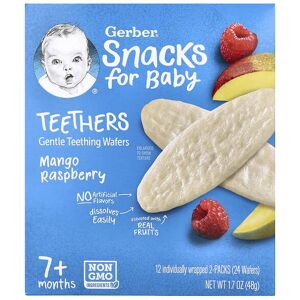 Gerber Snacks for Baby, Teethers, Gentle Teething Wafers, 7+ Months, Mango Raspberry Gerber Snacks for Baby, Teethers, Gentle Teething Wafers, 7+ Months, Mango Raspberry