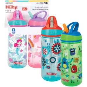 Nuby 2 Pack Iridescent Flip-it Kids On-The-Go Printed Water Bottle with Bite Pro Nuby 2 Pack Iridescent Flip-it Kids On-The-Go Printed Water Bottle with Bite Pro