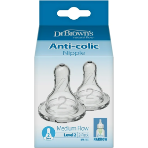 Dr Brown's - Narrow Neck Level 2 Teats (2 pack) Dr Brown's - Narrow Neck Level 2 Teats (2 pack)