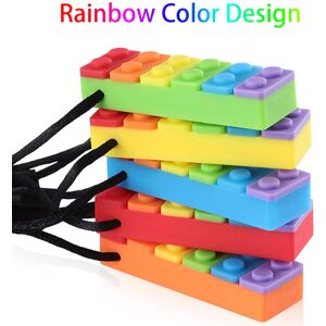 Unbranded Autism Sensory Chew Toy Set 5 Pcs Baby Rainbow Brick Silicone Teething Necklace Unbranded Autism Sensory Chew Toy Set 5 Pcs Baby Rainbow Brick Silicone Teething Necklace