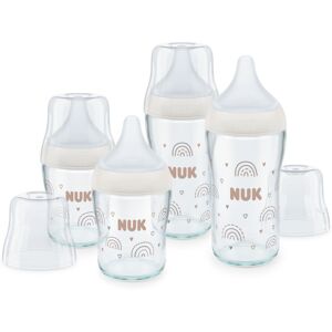 NUK Perfect Match Glass Baby Bottles Set 3+ Months Adapts to Baby's Palate NUK Perfect Match Glass Baby Bottles Set 3+ Months Adapts to Baby's Palate
