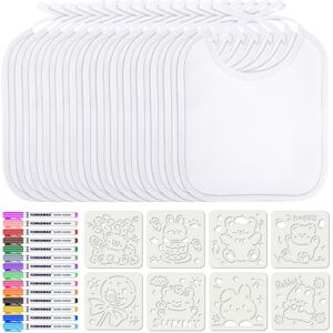 Aolso Baby Bibs for Painting, 14 Pieces Baby White Bibs, Waterproof Bibs for Bab Aolso Baby Bibs for Painting, 14 Pieces Baby White Bibs, Waterproof Bibs for Bab