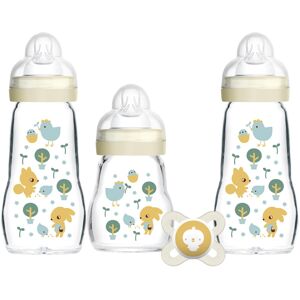 MAM Glass Baby Bottles & Soother Starter Set 4 Pieces 2x 170ml and 1x 260ml MAM Glass Baby Bottles & Soother Starter Set 4 Pieces 2x 170ml and 1x 260ml