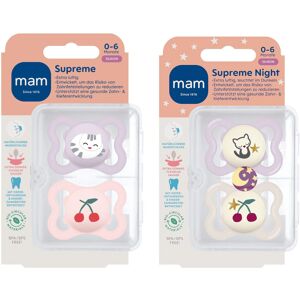 MAM Dental Dummy Supreme 0-6 Months, Pack of 4, Girls, Orthodontic Soother, Thin MAM Dental Dummy Supreme 0-6 Months, Pack of 4, Girls, Orthodontic Soother, Thin