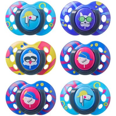 Tommee Tippee Fun Style Silicone Soothers Orthodontic Design 6-18m Pack of 6 Tommee Tippee Fun Style Silicone Soothers Orthodontic Design 6-18m Pack of 6