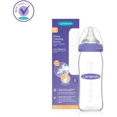 Lansinoh Glass Baby Bottle - NaturalWave 240ml Lansinoh Glass Baby Bottle - NaturalWave 240ml