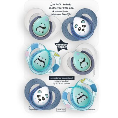 Tommee Tippee Soothers Silicone Orthodontic Design Anytime 6-18m Pack of 6 Tommee Tippee Soothers Silicone Orthodontic Design Anytime 6-18m Pack of 6