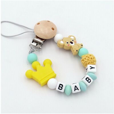 FLEMYE ( Yellow) Dummy Clips Personalized Silicone Pacifier Holder Soother Chain Baby FLEMYE ( Yellow) Dummy Clips Personalized Silicone Pacifier Holder Soother Chain Baby