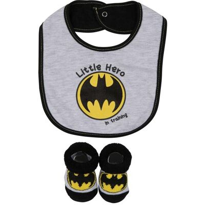 Batman 866287 Batman Little Hero Infant Bib & Booties Set, Black & Grey - 2 Piec Batman 866287 Batman Little Hero Infant Bib & Booties Set, Black & Grey - 2 Piec