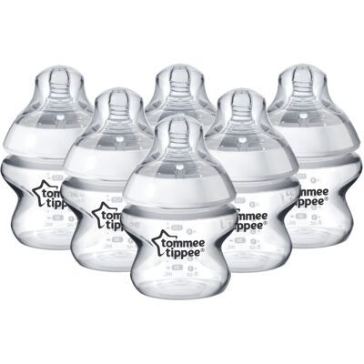 Tommee Tippee Closer to Nature Baby Bottles, Breast-Like Teat with Anti-Colic Valve, 150ml, Pa Tommee Tippee Closer to Nature Baby Bottles, Breast-Like Teat with Anti-Colic Valve, 150ml, Pa