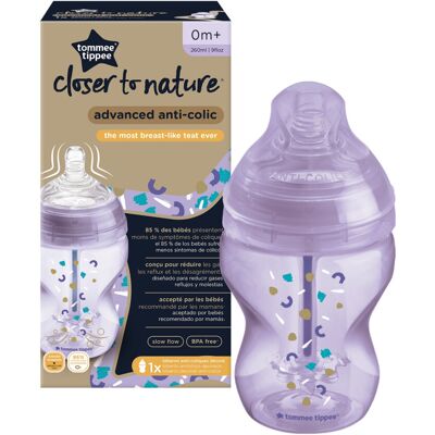 Tommee Tippee Pack Of 1 Advanced Anti-Colic Baby Bottle, Slow-Flow Venting System 0 Months+, 2 Tommee Tippee Pack Of 1 Advanced Anti-Colic Baby Bottle, Slow-Flow Venting System 0 Months+, 2