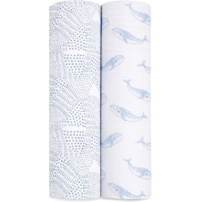 Aden + Anais oceanic Swaddle Blanket - Pack of 2 Large 100% Breathable Organic Muslin Cotto Aden + Anais oceanic Swaddle Blanket - Pack of 2 Large 100% Breathable Organic Muslin Cotto
