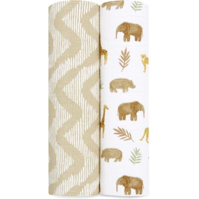 Aden + Anais tanzania Swaddle Blanket - Pack of 2 Large 100% Breathable Muslin Cotton Wrap S Aden + Anais tanzania Swaddle Blanket - Pack of 2 Large 100% Breathable Muslin Cotton Wrap S