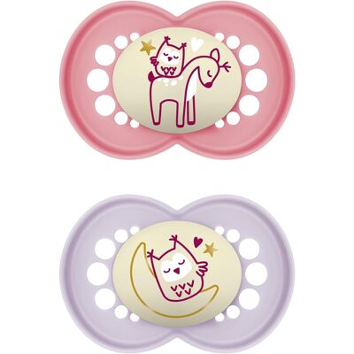 MAM Original Night Soother 6+ Months (Pack of 2) - Baby Soother MAM Original Night Soother 6+ Months (Pack of 2) - Baby Soother