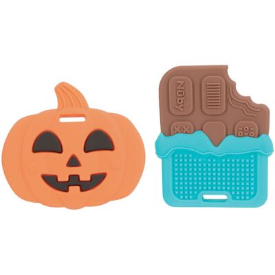 Nuby - All Silicone Pumpkin & Chocolate Bar Teether - Teether Nuby - All Silicone Pumpkin & Chocolate Bar Teether - Teether