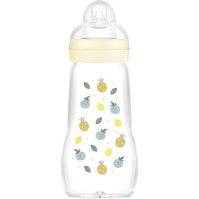 MAM Feel Good Glass Bottle 1 Pack (1 x 260ml) MAM Glass Bottle with Medium F MAM Feel Good Glass Bottle 1 Pack (1 x 260ml) MAM Glass Bottle with Medium F