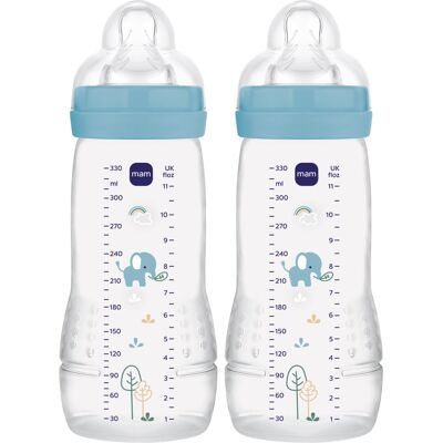 MAM Easy Active Bottles 2 Pack (2 x 330ml) Fast Flow MAM Teats Size 3 Baby MAM Easy Active Bottles 2 Pack (2 x 330ml) Fast Flow MAM Teats Size 3 Baby