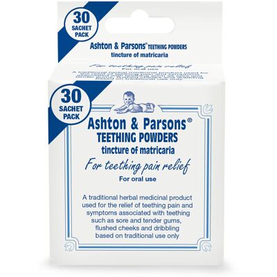 Ashton & Parsons Teething Powders, used to soothe teething pain and symptoms, fo Ashton & Parsons Teething Powders, used to soothe teething pain and symptoms, fo