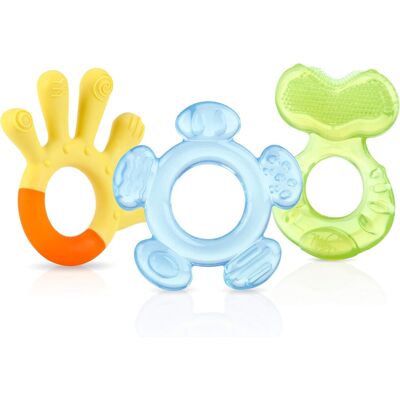 Nuby 3-Step Teething Set - Set of 3 Baby Teethers Textured Surfaces Refriger Nuby 3-Step Teething Set - Set of 3 Baby Teethers Textured Surfaces Refriger